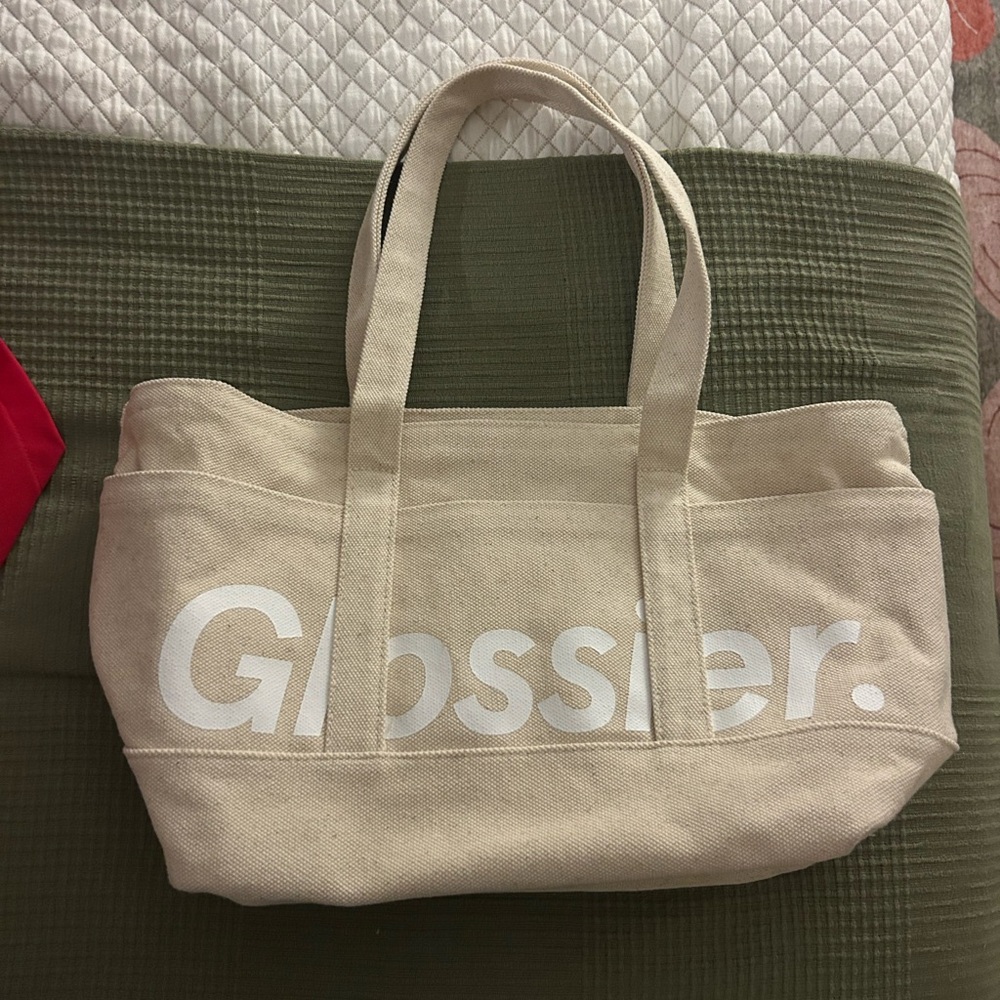 Glossier Cream Canvas Tote with Logo